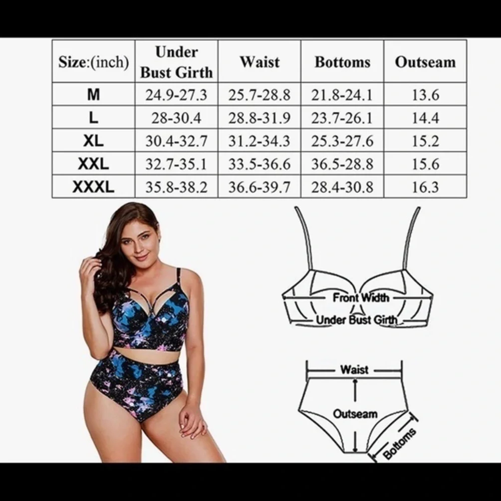 2 Piece Set Push Up High Waist Swimsuit